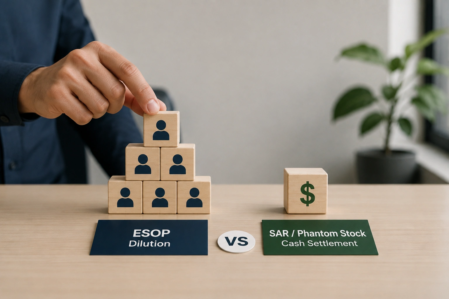 ESOP vs SAR / Phantom Stock: Dilution vs Cash Settlement